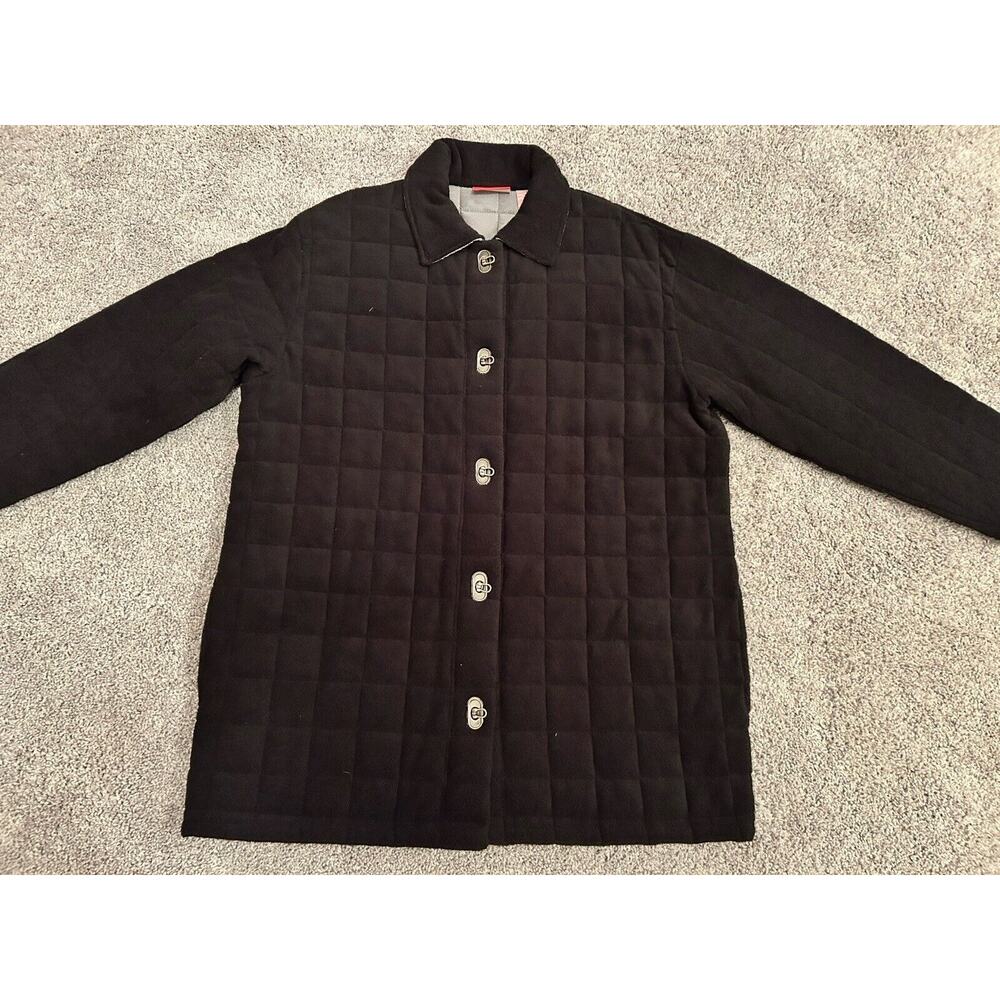 Liz Claiborne‎ Quilted Button Down Jacket Black Lightweight Short Coat